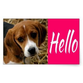 Cute Hello / Hi Beagle Puppy Dog Greeting Stickers