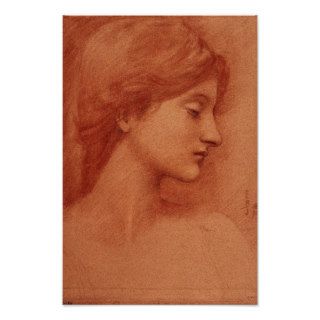 Study of a Female Head, Edward Burne Jones Poster