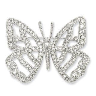 Rhodium plated CZ Butterfly Pin Brooches And Pins Jewelry