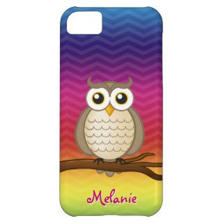 Personalizable Cute Owl  rainbow chevron iPhone 5 iPhone 5C Cases