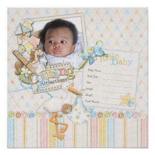 Stork and Ethnic Baby Boy Photo Scrapbook Page Print