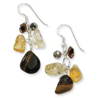 Sterling Silver Citrine/Crystal/Tiger's Eye Earrings Vishal Jewelry Jewelry