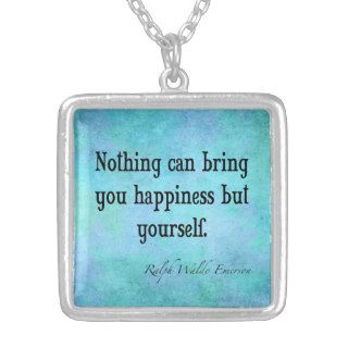 Vintage Emerson Happiness Inspirational Quote Blue Custom Jewelry