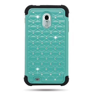 CoverON(TM) BLUE HYBRID Hard Snap On STUDDED DIAMOND Case with Soft BLACK Silicone Skin Cover For SAMSUNG D710 EPIC TOUCH 4G / GALAXY S II 2 (VIRGIN MOBILE , TING , BOOST MOBILE) [WCC1165] Cell Phones & Accessories