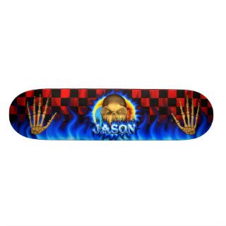 Jason skull blue fire Skatersollie skateboard.