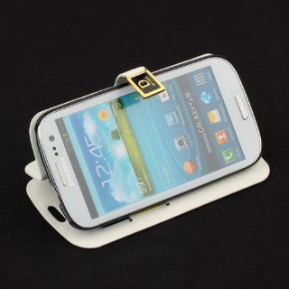 White Faux Leather Folio Case Cover w/Card Holder for Samsung Galaxy S3 III i9300 Cell Phones & Accessories