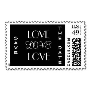Love Word Wedding Save The Date Black Custom Color Postage Stamps