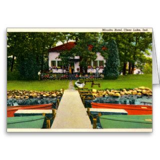 Fremont, Indiana Mirador Hotel on Clear Lake Greeting Cards