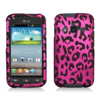 Aimo Wireless SAMI547PCLMT186 Durable Rubberized Image Case for Samsung Galaxy Rugby Pro i547   Retail Packaging   Hot Pink Leopard Cell Phones & Accessories