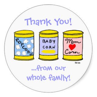 Funny New Baby Thank You Cute Cartoon Sticker