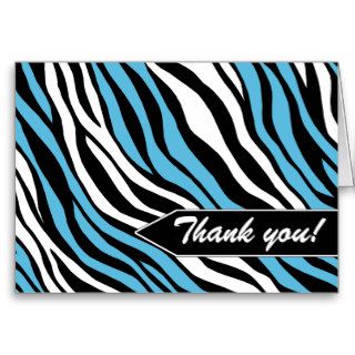 Zebra Print Mix Blue Thank You Cards
