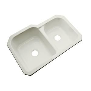 Thermocast Cambridge Undermount Acrylic 33x22x10.5 in. 0 Hole Double Bowl Kitchen Sink in Tender Gray 45081 UM