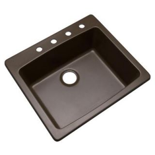 Mont Blanc Northbrook Drop in Composite Granite 25x22x9 4 Hole Single Bowl Kitchen Sink in Mocha 30492Q