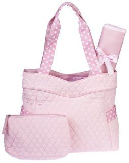 Quilted Pink Diaper Baby Bag with White Dots with Change Pad and Makeup Case  Diaper Tote Bags  Baby