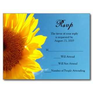 Summer Blue Sky with Yellow Sunflower RSVP Reply Post Card