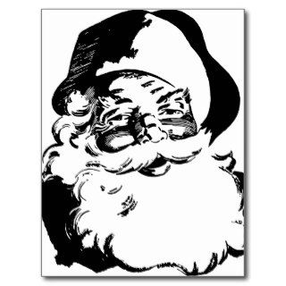 Retro Vintage Black & White Christmas Santa Claus Postcards