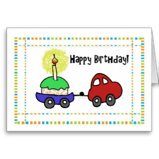 Happy Birthday Boy Car Pulling Cupcake Card