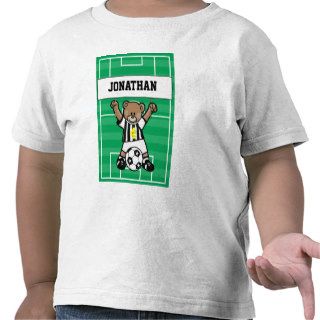 Personalized Cute Soccer Teddy Bear (blkwstripe) Shirt