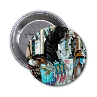 Watercolor Merry Go Round Horse Pinback Button