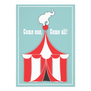 Circus Tent & Elephant Kids Birthday Party Personalized Invite