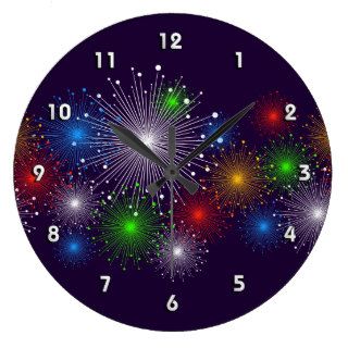 New Fireworks Cute Girly Vector Round Clock
