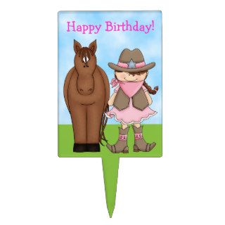 Cowgirl and Horse Birthday Cake Pick