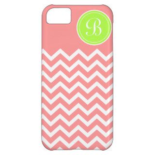 Preppy Chevron Pink and Lime Custom Monogram Case For iPhone 5C