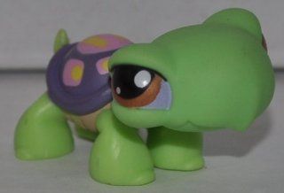 Turtle #566 (Green, Purple Eyes, Purple Shell, Pink Marks Littlest Pet Shop (Retired) Collector Toy   LPS Collectible Replacement Single Figure   Loose (OOP Out of Package & Print) 