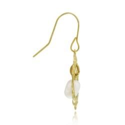 Mondevio 10k Yellow Gold Freshwater Pearl Dangle Earrings (2 3 mm) Mondevio Pearl Earrings