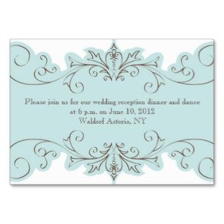 Blue Swirls Elegant Wedding Reception Cards Business Cards