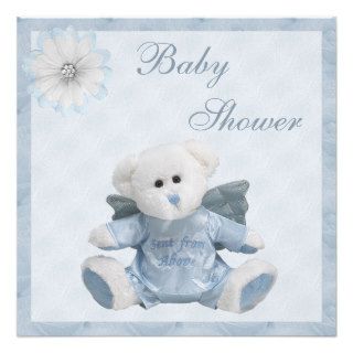 Sent Above Angel Teddy Boys Baby Shower Invitations
