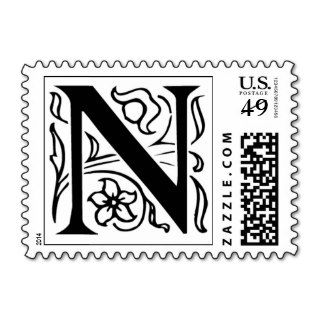 Letter N Fancy Initial Postage Stamps