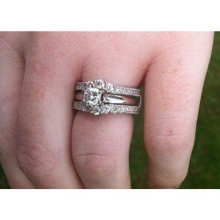 0.60 Carat (ctw) 14k White Gold Round Diamond Ladies Anniversary Wedding Band Enhancer Guard Ring Jewelry