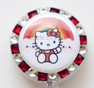 Rainbow Hello Kitty Rhinestone Retractable Badge Reel/ ID Badge Holder for Nurses, Pharmacist, Teachers, Technicians and Anyone with ID Badge to Display  Identification Badges 