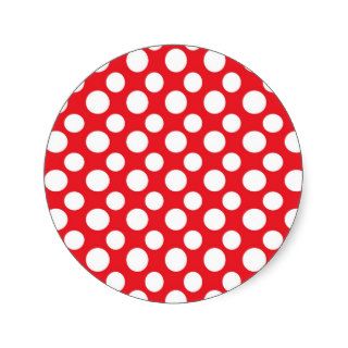 Christmas Red and White Dot Patterns Round Stickers