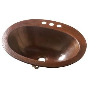 ECOSINKS Oval Drop in Bathroom Sink in Aged Copper BHD 217BC