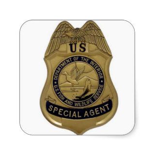 U.S. FISH AND WILDLIFE SERVICE SPECIAL AGENT BADGE SQUARE STICKER