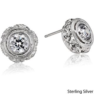 Collette Z Sterling Silver Clear Cubic Zirconia Filigree Earrings Collette Z Cubic Zirconia Earrings