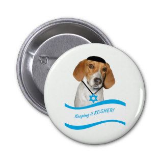 Thanksgivukkah Button Funny Hound Dog with Yamaka