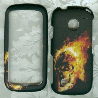 Fire Skull Faceplate Hard Case Protector for Tracfone Straight Talk Lg 505c Lg505c Cell Phones & Accessories