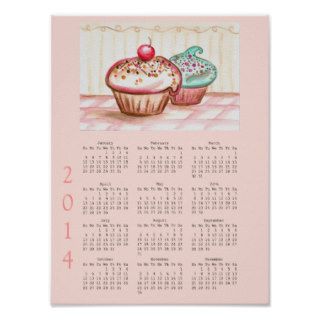 2014 Cupcake Calendar Poster