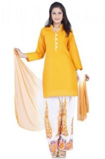 Chhabra 555 Womens Old Gold Cotton Suit Dupatta Md Clothing