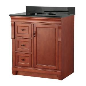 Foremost Naples 31 in. W x 22 in. D Vanity in Warm Cinnamon with Left Drawers with Colorpoint Vanity Top in Black NACACB3122DL
