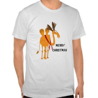 Funny Christmas T Shirt   Camel in Reindeer Suit