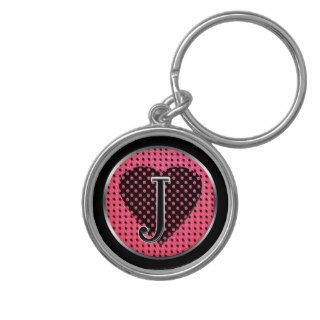TBA Polka Dot Heart Monogram J Keychain