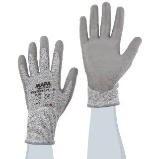 MAPA Krytech 557 Polyurethane Heavy Duty Palm Coated Glove, Cut Resistant, 9 1/2" Length, Size 8, Gray (Pack of 12 Pairs) Cut Resistant Safety Gloves