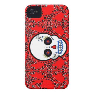 Day of the Dead Sugar Skull   White and Red Case Mate iPhone 4 Cases