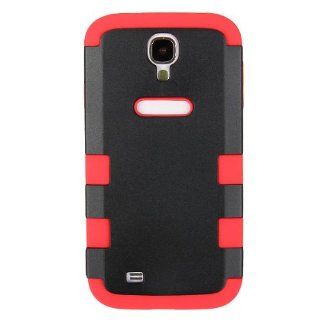 3 in 1 Silicone Hybrid PC Rubber Protect Case Cover for Samsung s4 i9500, Come with Stylus & Screen Protector& Microfiber Cloth (red & black) Cell Phones & Accessories