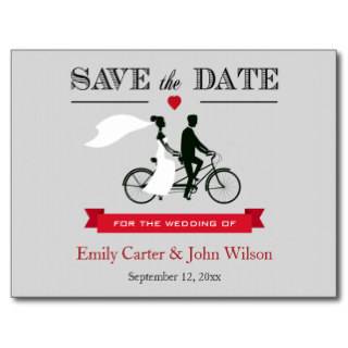 Tandem Bicycle Wedding Save the Date Postcard