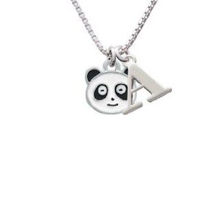 Enamel Panda Face Initial A Charm Necklace Pendant Necklaces Jewelry